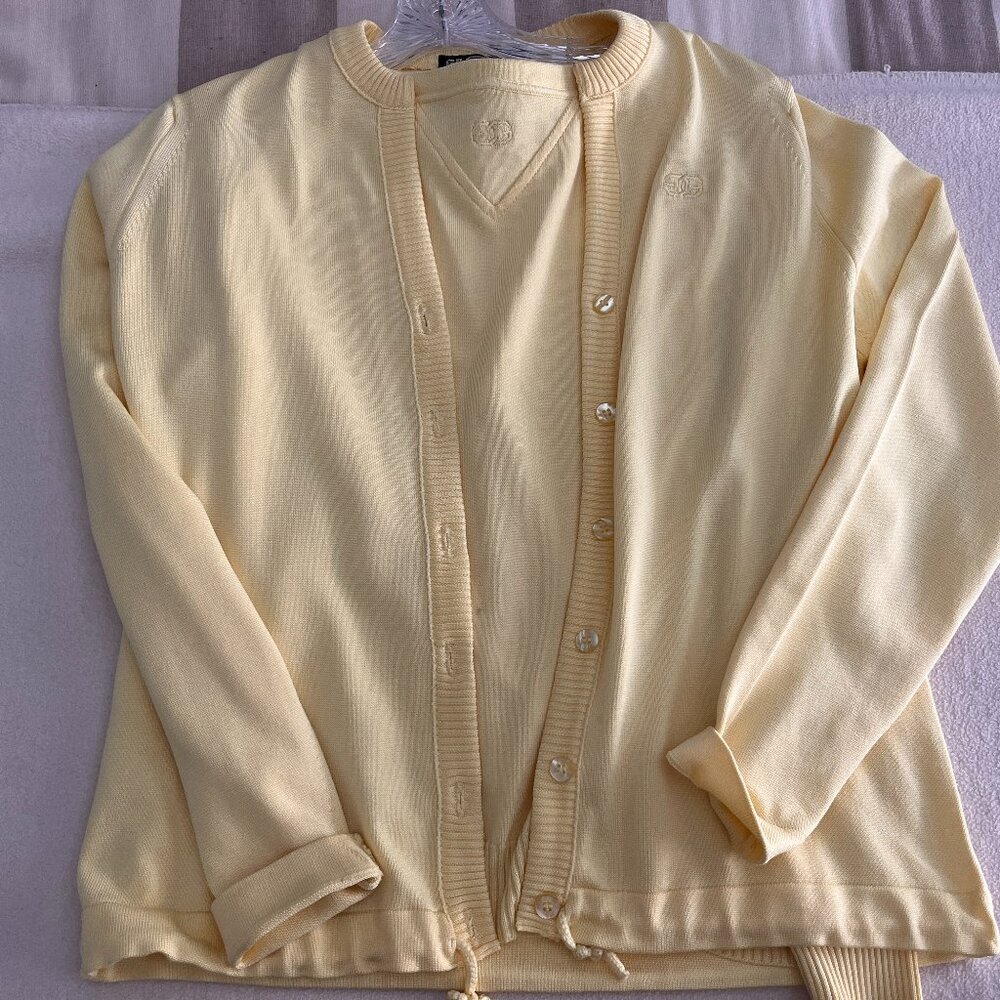 Vintage Givenchy Sport Sweater Set Jumper & Cardigan - Yellow Sz 38